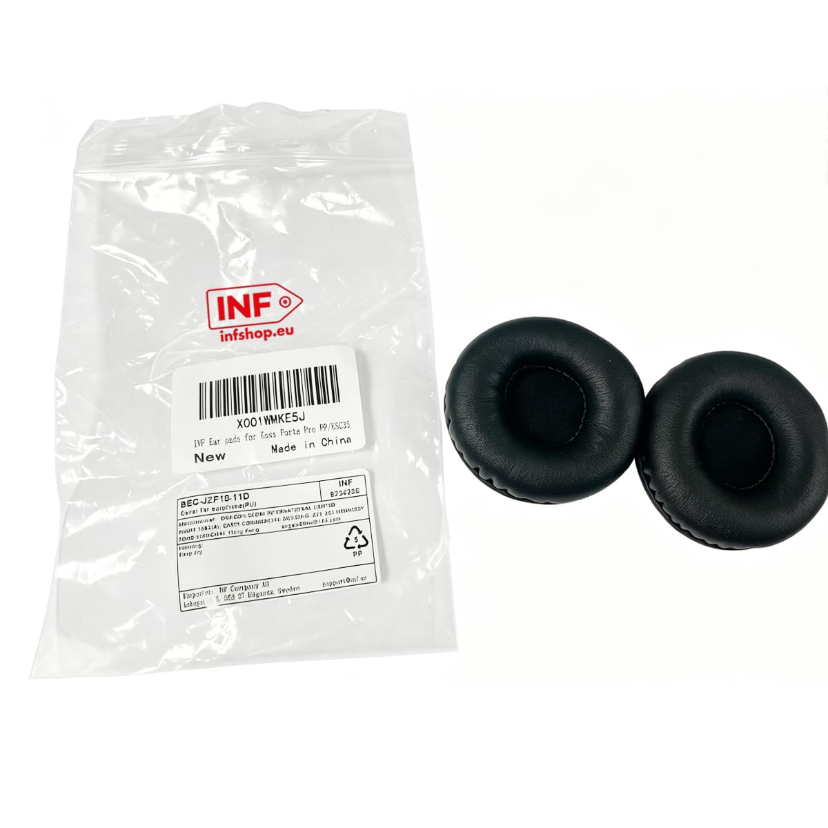 INF Gąbki do słuchawek dla Koss Porta Pro PP/KSC35/KSC75/KSC55 Skóra ekologiczna Ear Pads czarny