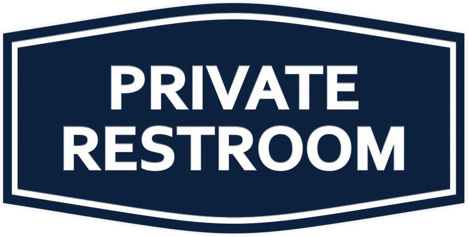 Signs ByLITA Fancy Private Restroom Sign (Navy Blue/White) - Medium