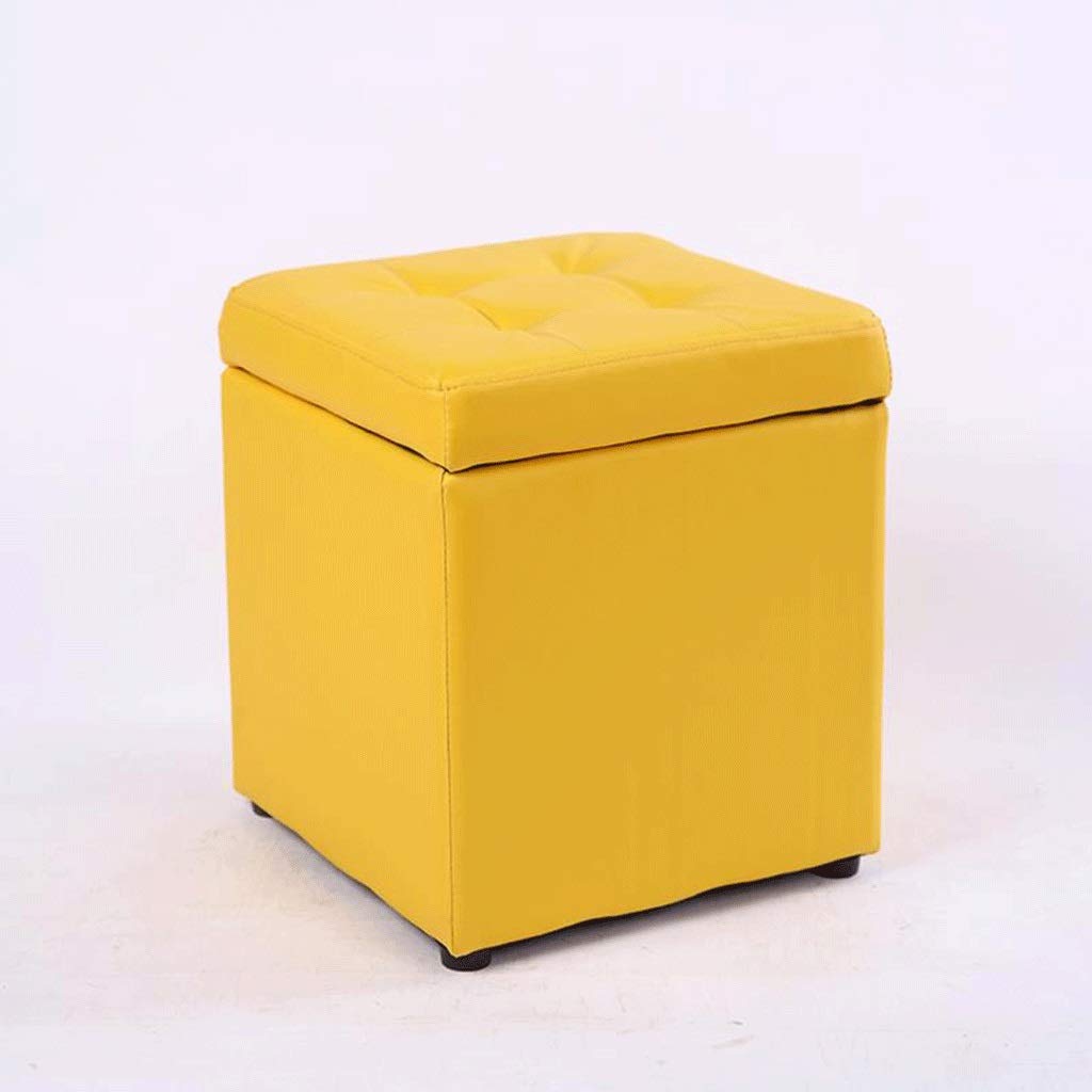 Ottoman en Cuir PU Jaune Idéal pour Reposer Vos Pieds dans le Salon