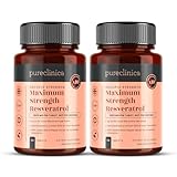 pureclinica 1000mg Resveratrol x 180 Tablets (2 Bottles of 90 Tablets Each - 6 Months Supply). 10 x Strength and with Black Pepper Extract for Faster Absorption