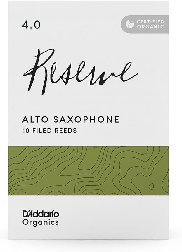 D'Addario Organic Reserve - Cañas de saxofón alto - Cañas de saxofón - La primera y única caña orgánica - Fuerza 4.0, paquete de 10