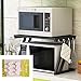 Kitchen shelf Wielofunkcyjna prostota kuchenka mikrofalowa stojak na piekarnik wielofunkcyjna półka artykuły kuchenne zastawa stołowa licznik 2 poziomy z 6 haczykami LINGZHIGAN (kolor: Czarny)