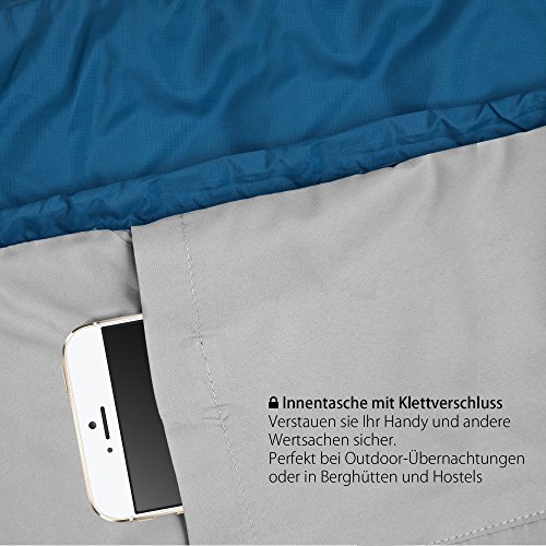 Outdoro ultraleichter Schlafsack - kleines Packmaß - leicht, dünn und warm - Sommerschlafsack (100 g/m²) / 3-4… - Image 4