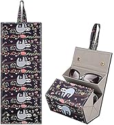 Leather Foldable Travel Sunglasses Storage Eyeglasses Case with 5 Slot Compartments for Multiple ...