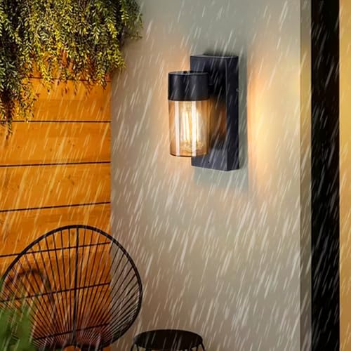 Lampe murale extérieur LED noire IP65 imperméable en aluminium et acrylique design rétro