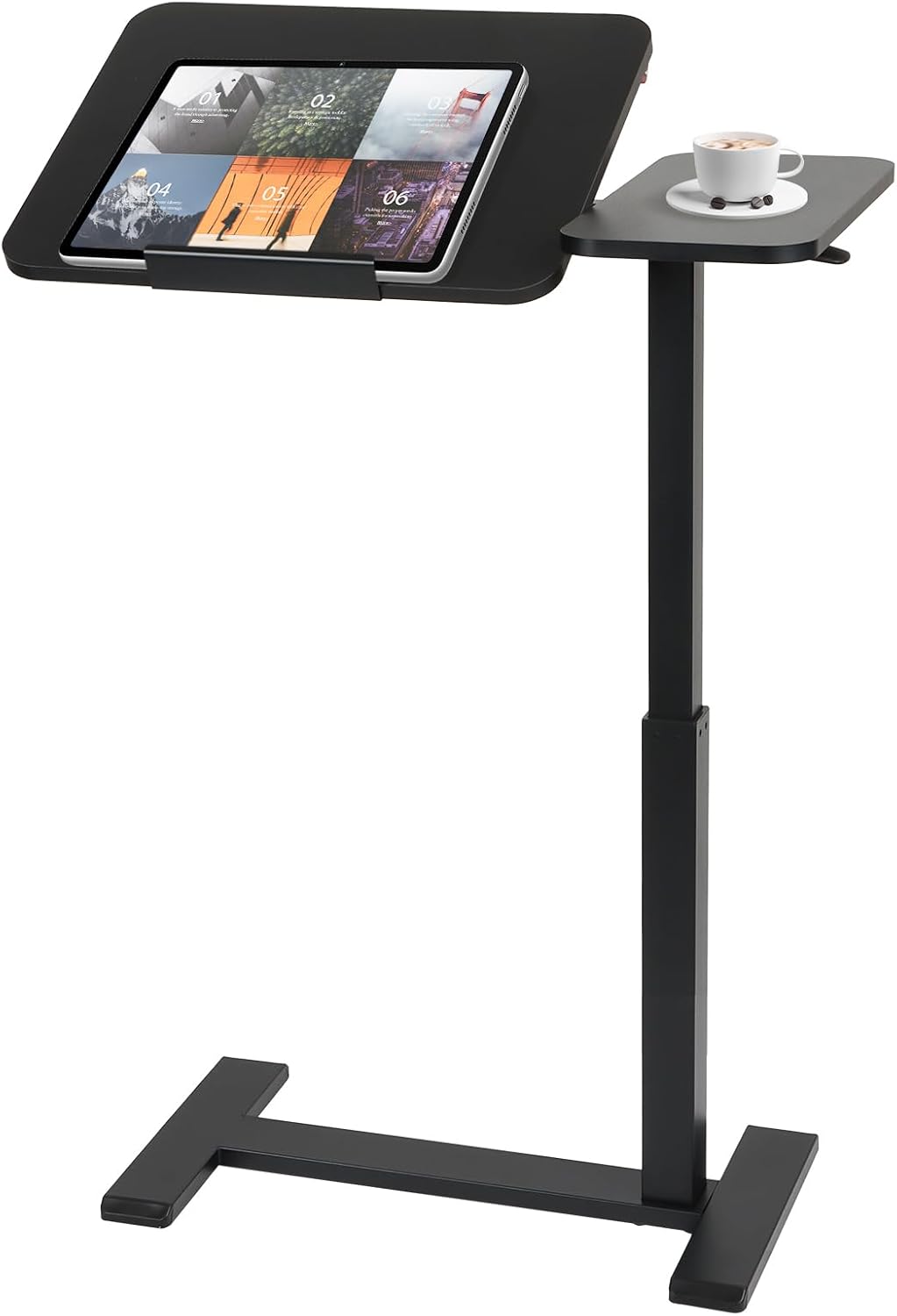 Height Adjustable Overbed Table，has Hidden Wheels and a rotatable Tabletop，can be Used for Home Offices and Hospitals(Black)