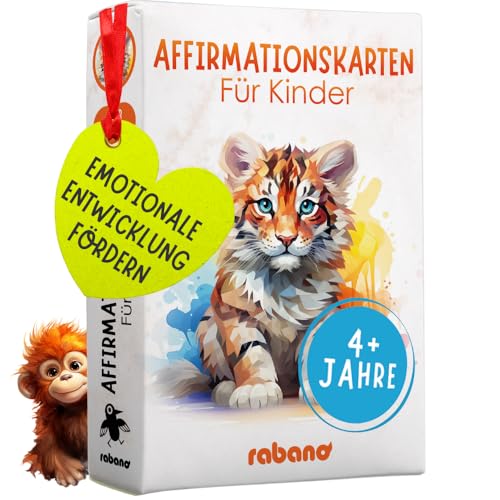 Rabano Art 52 Affirmationskarten für Kinder - Selbstbewusstsein & Achtsamkeit stärken bei Kindern - pädagogisch wertvoll - Gefühlskarten, Motivationskarten für Kinder - Kartenset mit Affirmationen