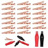 20 Stück Kupfer Krokodilklemmen, Isolierte Sicherheitsprüfung Alligator-Clip mit Schutzisolierung für Automobil, Elektrische Prüfung (Rot, Schwarz)