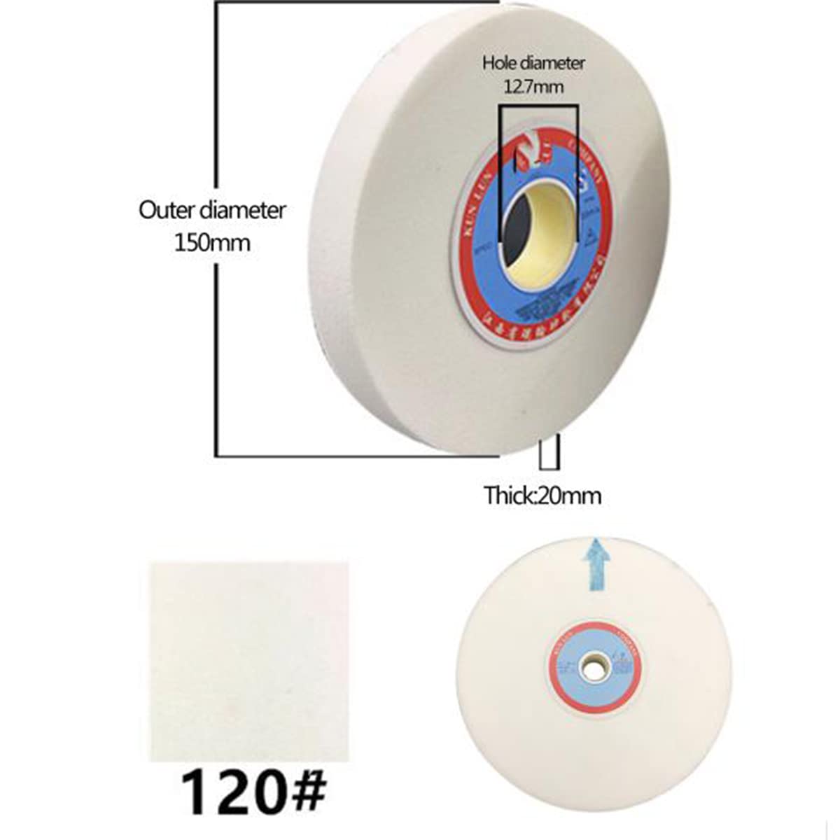 tarcze szlifierskie, 150 mm biała tarcza szlifierska korundowa, płaska z powłoką diamentową, adapter do tarczy szlifierskiej/80#(120#)