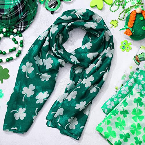 5 Pieces Women's St. Patrick's Day Silky Long Scarf Shawl Irish Theme Scarf Lightweight Head Scarf Shamrock Scarf With Festival Holiday Prints For Travel Celebration, 5 Styles, 35.4 X 70.9 Inches #TOP6