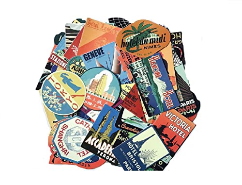 CMJ™ 10 x Luggage Suitcase Retro Vinyl Stickers Vintage Hotel Names World Travel UK Seller