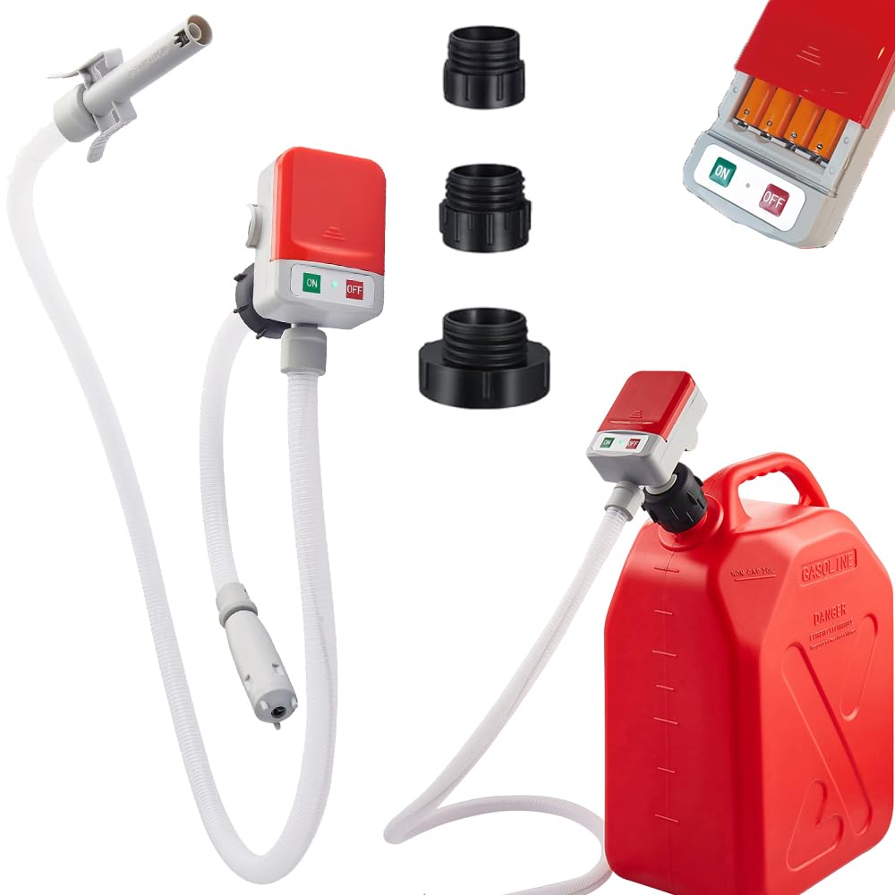 Pompe Electrique Carburant avec Stop Automatique, Afenau 2.4 GPM Pompe a Gasoil avec Adaptateur 3 Tailles, Portable Pompes à Siphon, Pompe Carburant, Pompe Essence Electrique pour Essence, Diesel