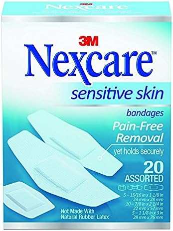 Nexcare Sensitive Skin Bandages, Assorted Sizes, 20 Count Per Box (12 Pack)