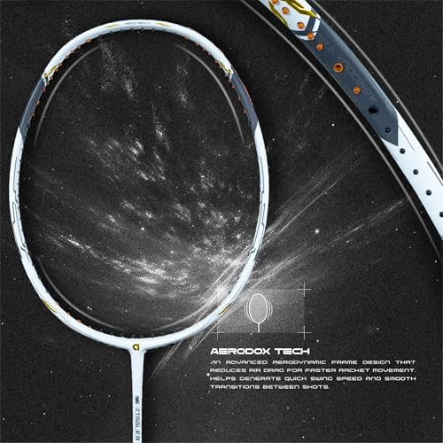 Image of Apacs Z-Ziggler Next Gen (Unstrung) | 38lbs max Tension | Ultra Slim Shaft | 100% Japanese Graphite | (4U) Head Heavy Balance | Aerodox Frame | Made in Vietnam Badminton Racket with Cover (White)