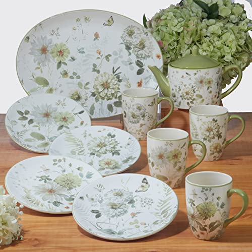 Certified International Green Fields 24 Oz. Ice Cream/Dessert Bowls, Set Of 4 Assorted Designs, Multicolor #TOP6