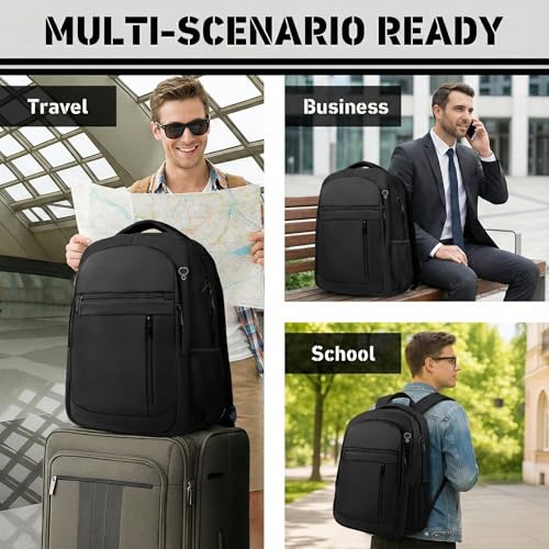 Image of Travel Backpack, Extra Large 45L Travel Backpack for Men & Women, Expandable Laptop Bag, Water Resistant Computer Backpack Fits 18.4 Inch Laptop, Lightweight Daypack for Flight, Black