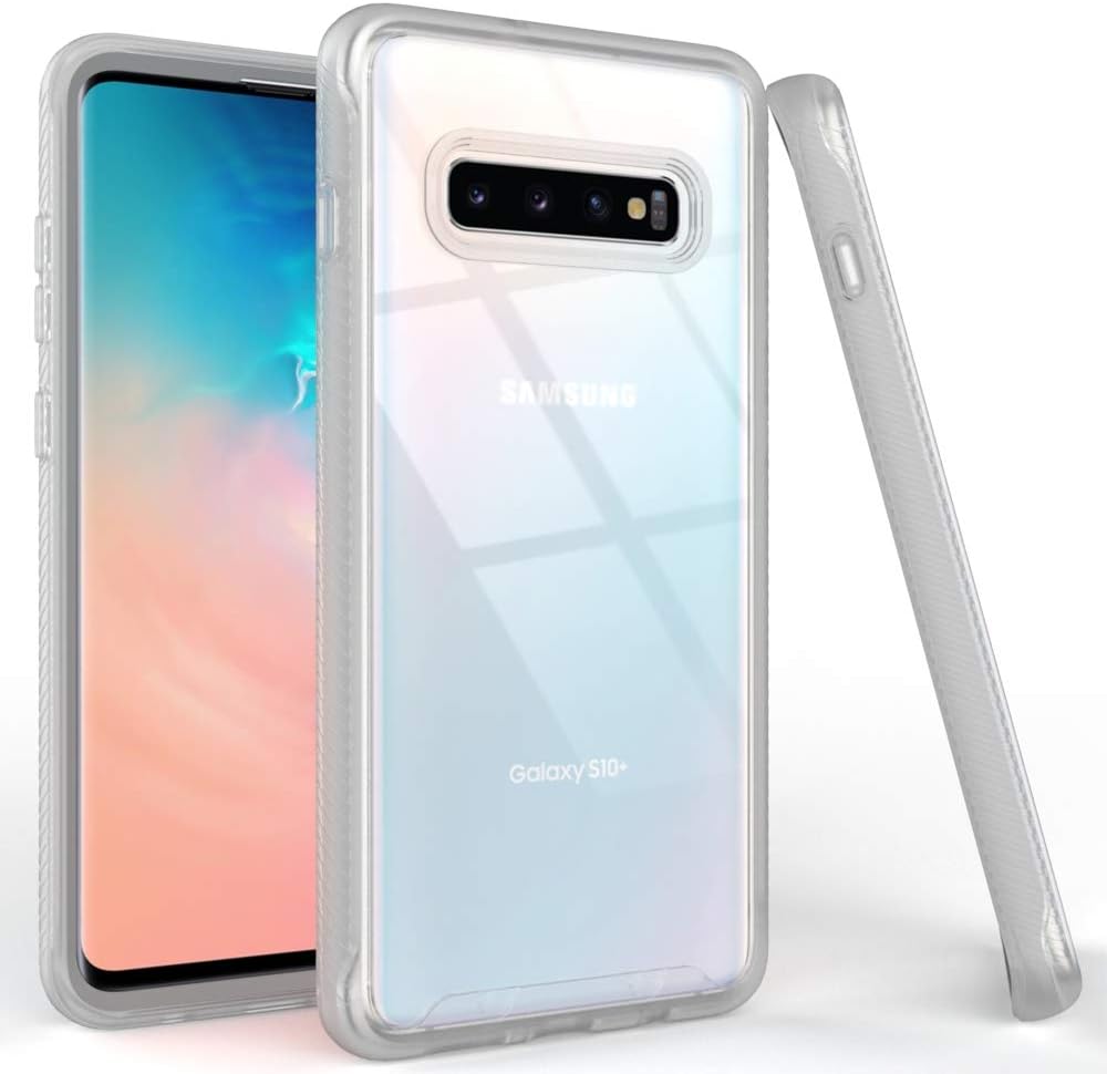 LUCKYCAT Compatible with Galaxy S10 Plus Case,Crystal Matte Clear Case,Shockproof Protection Scratch-Resisitant Enhanced Hand-Grip TPU Cover for Samsung Galaxy S10 Plus (2019)-Grey