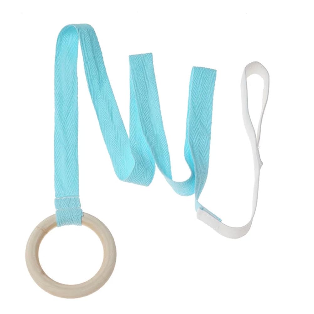 ttnmrc Montessori Wooden Suspension Ring - Beech Wood Grasping Toy for Baby Gym, Infant Hanging Ring with Adjustable Strap