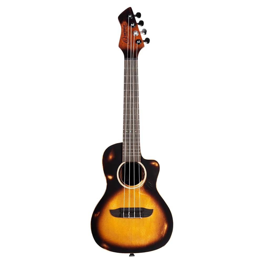 Ortega Guitars Ukulele Concerto Elettro-Acustico – The Private Room Series – Gig Bag Inclusa – Alaskan Abete Rosso / Mogano, Distressed Finish (DSSUITE-UKE)