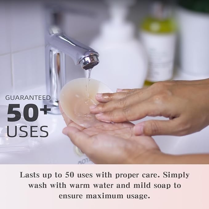 6 Pairs - Nipple Covers for Women - Ultra Thin Reusable Silicone Pasties, Invisible Adhesive Breast Petals (Crème, A-C) - Image 7