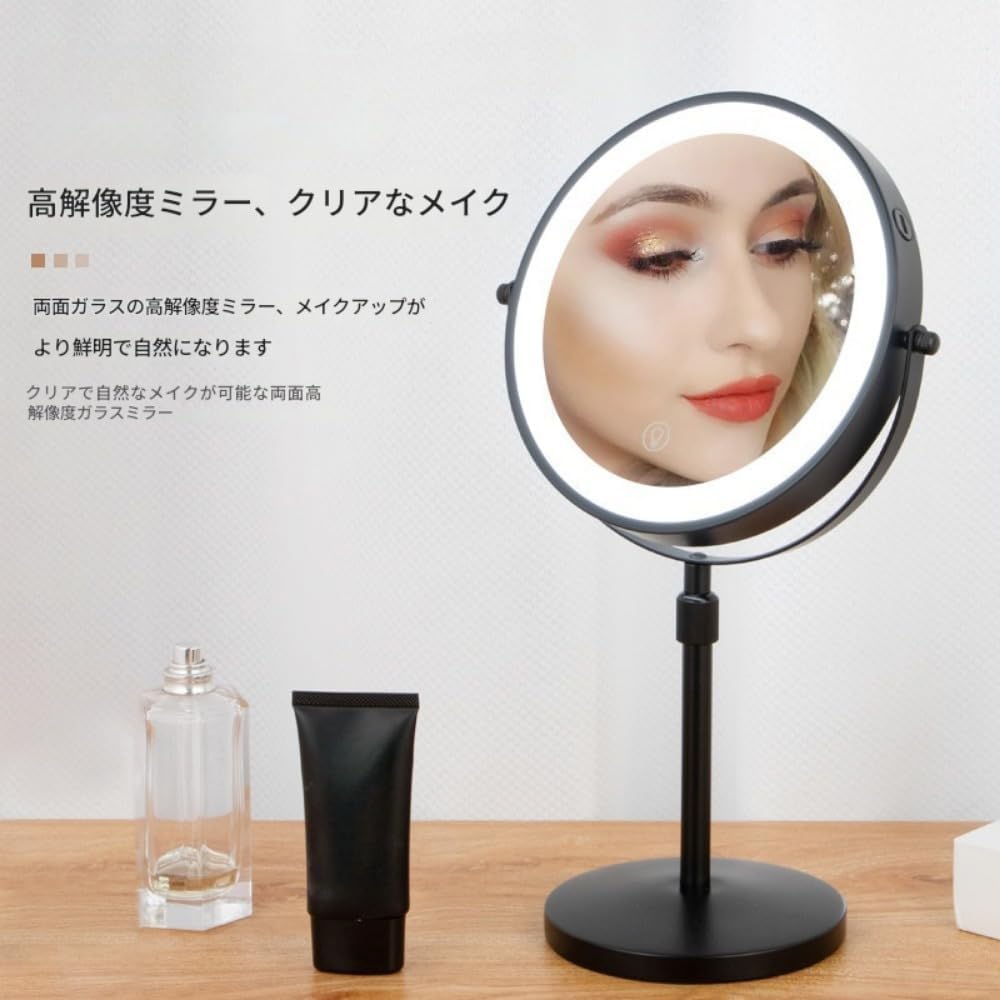 Zxyler ライト付き LED 化粧鏡 - シルバー 7 倍拡大で卓上での