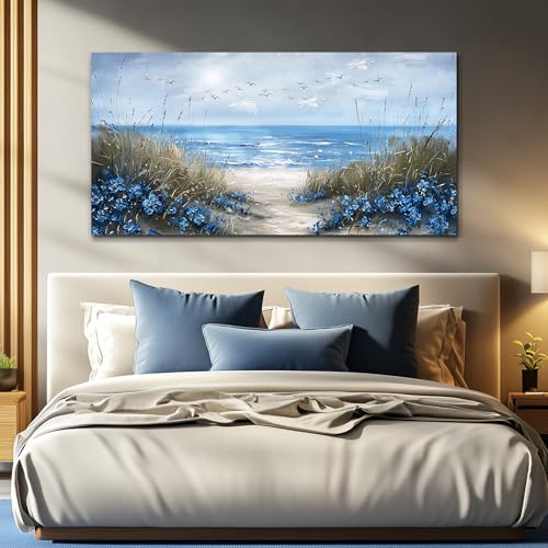KELIYUAN Large Wall Art For Living Room Canvas Wall Decor For Office Bedroom Decoration Blue Ocean Wall Painting Sea Wave Pictures Printing Artwork Modern Beach Posters Aesthetic Home Decor 24"x48" - Image 8