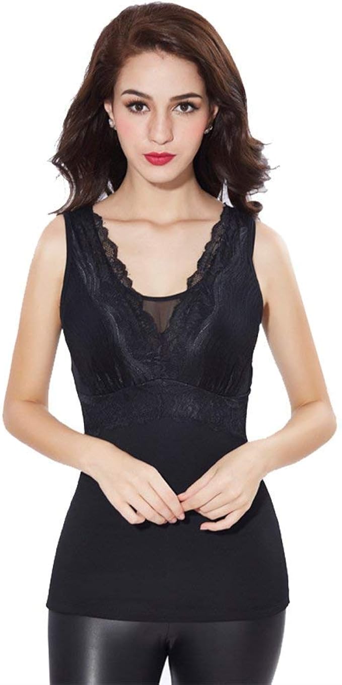 Ladies V Collar Sleeveless Thermo Clothing Set Warm Up Sheer Stretch
