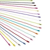 PandaHall 57pcs 19 Color Ball Bead Metal Chain Bead Collar de Cadena de Metal con Conectores para Etiquetas de Cadena, Llavero, Fornituras de Bisutería, Proyectos Artesanales, 2.4mm