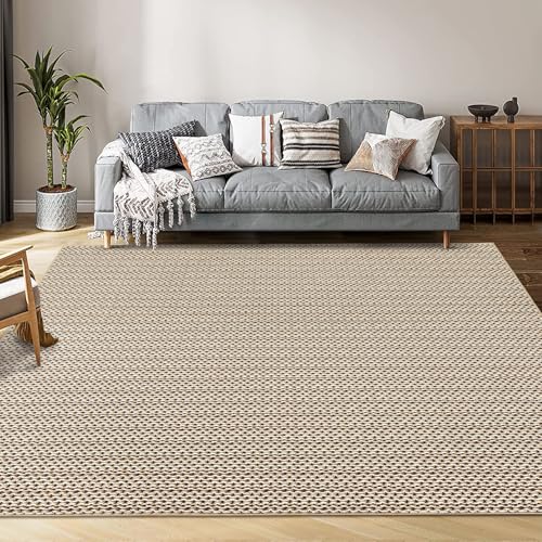 Garvee Vintage Print Area Rug,5x7 ft Boho Non-Slip Indoor Carpet with Realistic Braided Texture, Stain Resistant Distressed Print Mat for Living Room/