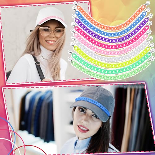 Image of Geyoga 9 Pcs Trucker Hat Chains Trucker Hat Charms Women Man Bill Decoration Detachable DIY Metal Chain for Mesh Baseball Cap(Candy Color,Candy)