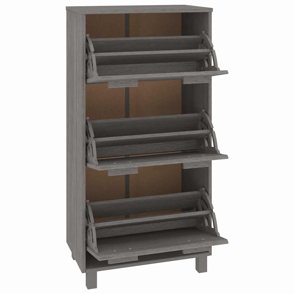 Szafka na buty HAMAR 59,5x35x117 cm lite drewno sosnowe jasnoszare