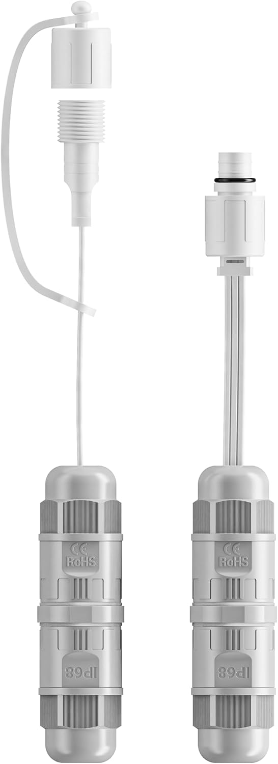 Wire Connector (2 Pack) for eufy Permanent Outdoor Lights E22 T8L02 & S4 T8L04, Splice Connector Help to Connect with eufy String Lights and Radar Motion Sensor, IP65 Waterproof, White