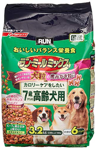 最安値 日清ペット ランミール ドッグフード ミックス 大粒 7歳からの高齢犬用 3 2kgの価格比較