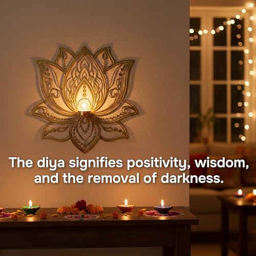 Image of Wall Hanging Lotus Candle Stand - Elegant Metal Lotus Design for Tealight & Votive Candles | Stunning Home Decor Accent for Living Rooms, Bedrooms, and Meditation Spaces