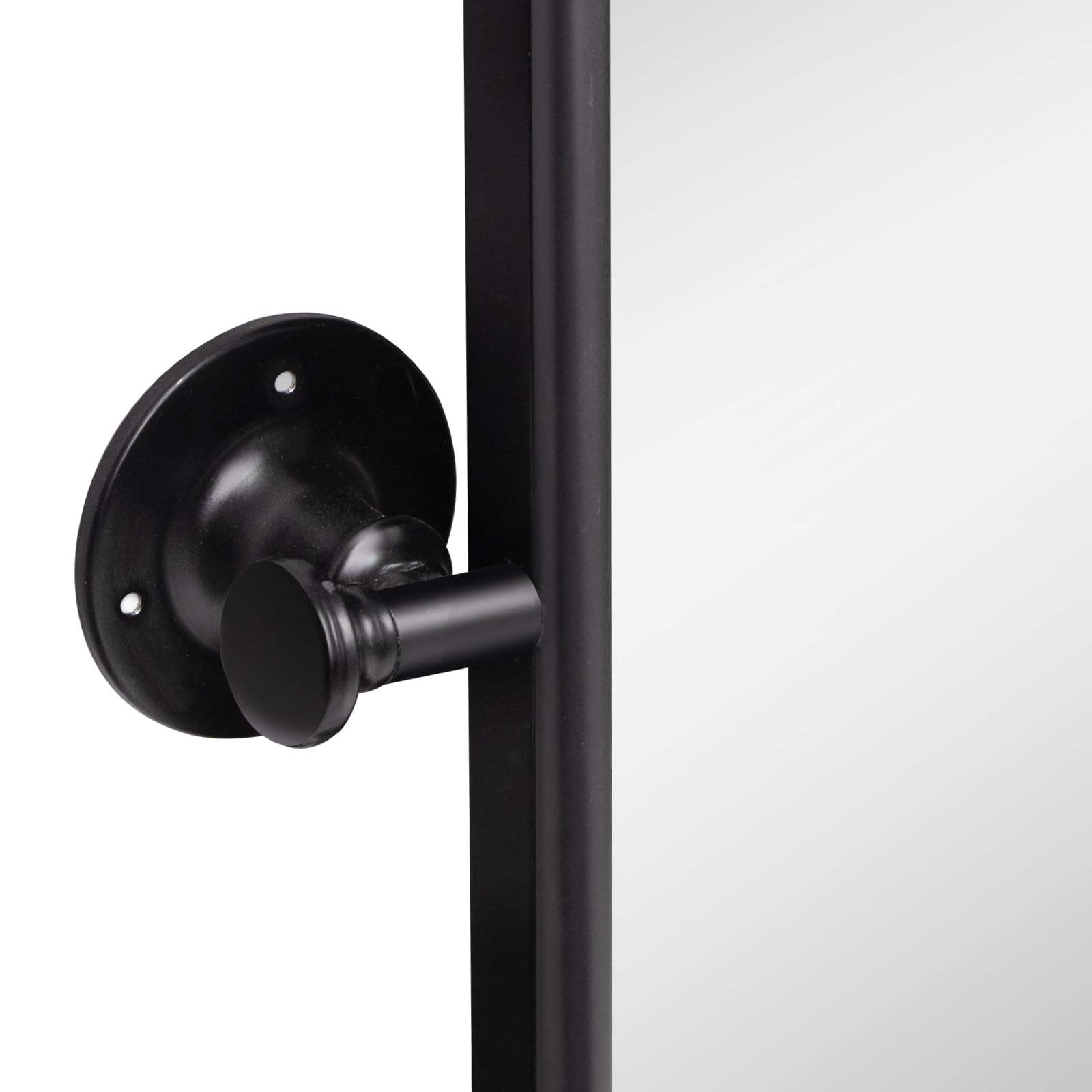 Specchio girevole per bagno, 61 x 91,4 cm, con cornice in metallo nero, specchio rettangolare arrotondato, inclinabile, da appendere solo in verticale