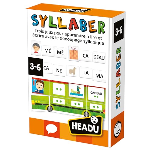 HEADU - Syllaber - Lire Et Écrire avec Le Découpage Syllabique | Jeu Educatif 3 4 5 6 Ans, Jeu pour Apprendre à Lire et à Écrire, Cadeau Enfants, Fille,...