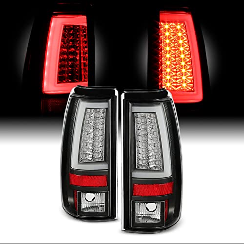 AKKON - For 1999-2002 Silverado 1500 2500 | 1999-2006 Sierra Pickup Truck Tube LED Black Tail Lights Brake Lamps Pair
