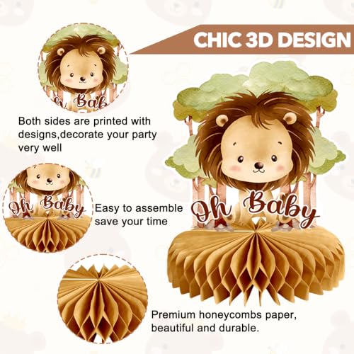 Image of 9Pcs Woodland Baby Shower Birthday Decorations Honeycomb Centerpieces, Forest Baby Shower Table Decorations Animals Birthday Party Table Centerpieces Toppers Decor