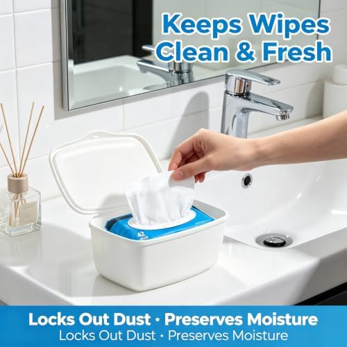 Wipes Dispenser Compatible with Flushable Refillable Wet Wipes Container Wipe Holder Keeps Wet Tissue and Non Wipe with Sealing Lid for Home and Travel Home Essentials - 4