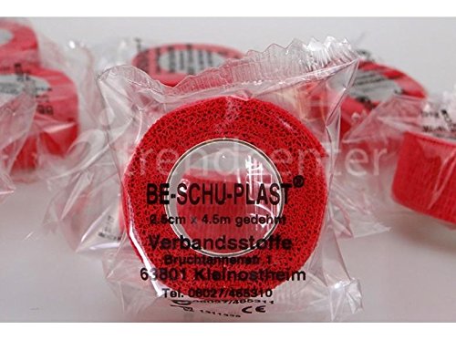 10 x Rollen Fingerverband Pflaster BE-SCHU-PLAST Tape wasserfest elastisch Rot, Blau und Haut, Farbe:Haut
