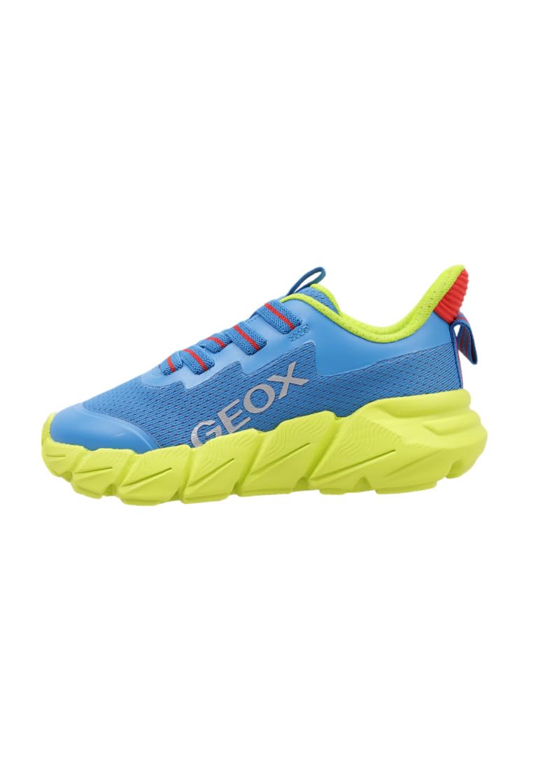 Geox J FLEXYPER Fast BOY Sneaker, Royal/Lime, 3.5 UK