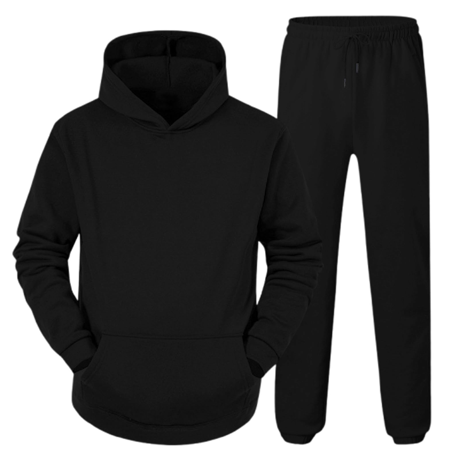 Generisch Jogginganzug Herren Trainingsanzug Freizeitanzug Einfarbig Hoodie Langarm mit Taschen Hausanzug 2-Teilig Fitness Kapuzenjacke Jogginghose Sportanzug Set Jogging Gym Tracksuit