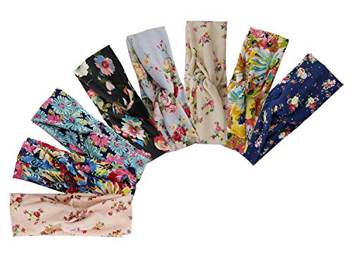 Headbands Hair Bands Wraps for Women, Boho Floal Style Criss Cross for Sports Yoga Running Hiking Beauty Makeup Party Daily Decoration - 8 Pack