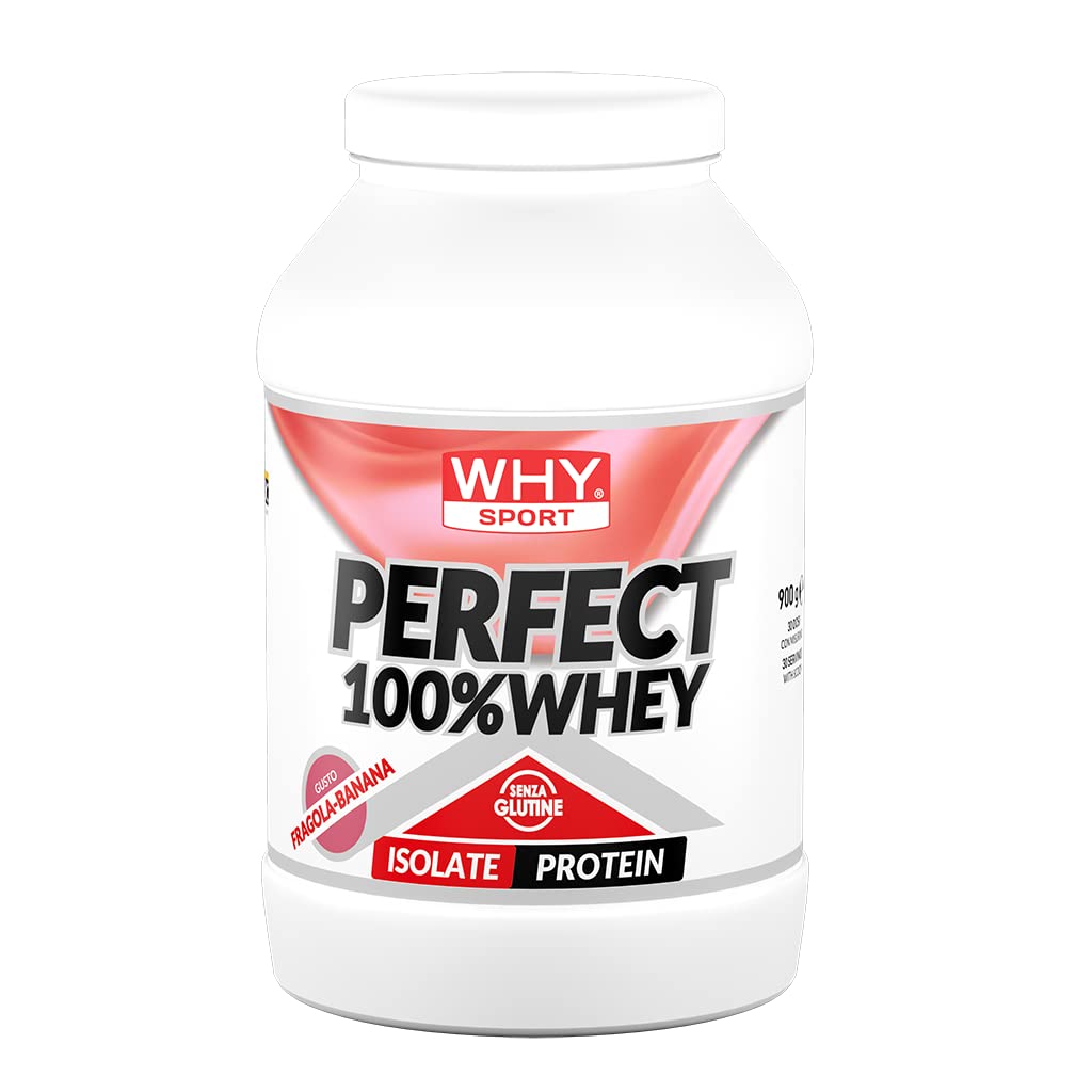 WHY SPORT PERFECT 100% WHEY - Whey Protein - Isoliertes Protein - Proteinpulver mit essentiellen Aminosäuren für Muskelmasse - Erdbeere Banane Geschmack - 900 gr