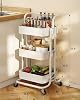 Pipishell 3 Tier Rolling Cart, Metal Utility Cart with Wheels and Handle, Rolling Storage Cart for Nursery Room, Living Room, Painting Room, Office and Kitchen, White #1