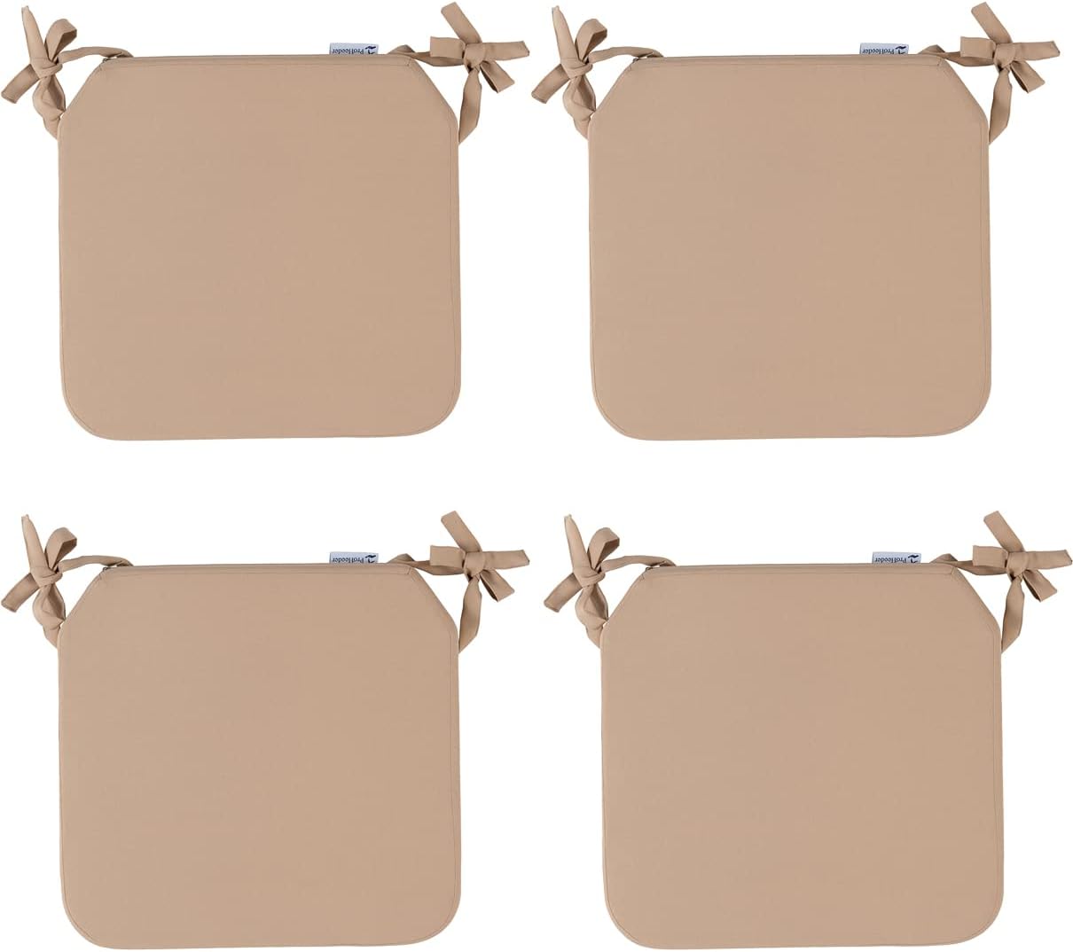 Proheeder Removeable Seat Pads - Water Resistant & Washable Seat Pad for Restaurant, Cafe & Kitchen Dining Chairs, Anti Slip Garden Chair Cushions with Foam Tie on Straps | (40x40cm, 4x Beige)