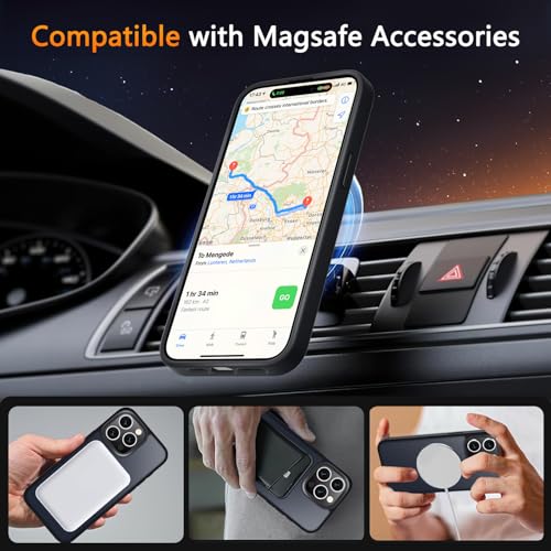 LATVIN for iPhone 15 Pro Case, Magnetic Phone Cover, Compatible with MagSafe, Military Grade Protection, Translucent Matte Frosted Back, Black - image 4