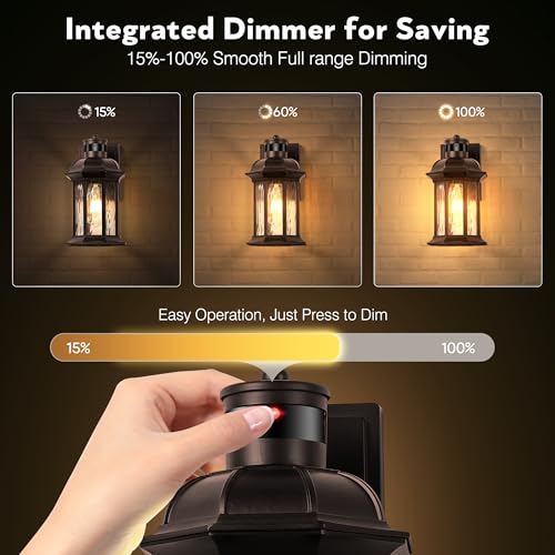 vianis motion sensor outdoor garage lighting fixture oil rubbed bronze farmhouse exterior wall mount sconce for house waterproof dusk to dawn front porch orb outside lantern for patio