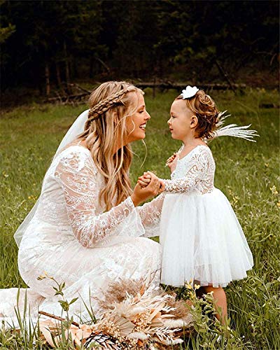 Image of Topmaker Flower Girl Dress for Toddler Baby Girls,Lace Tulle Dress for Wedding,Birthday Party,Photoshoot,Special Occasion