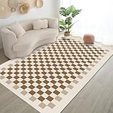 Matière ultra douce: Ce tapis à poils ras est fabriqué en fausse laine douce et agréable au toucher. Ce tapis à carreaux résiste aux fissures, à la perte de poils et à l'effilochage, et reste impeccable pendant des années. Il offre une variété de couleurs pour s'adapter à tous les styles de décoration